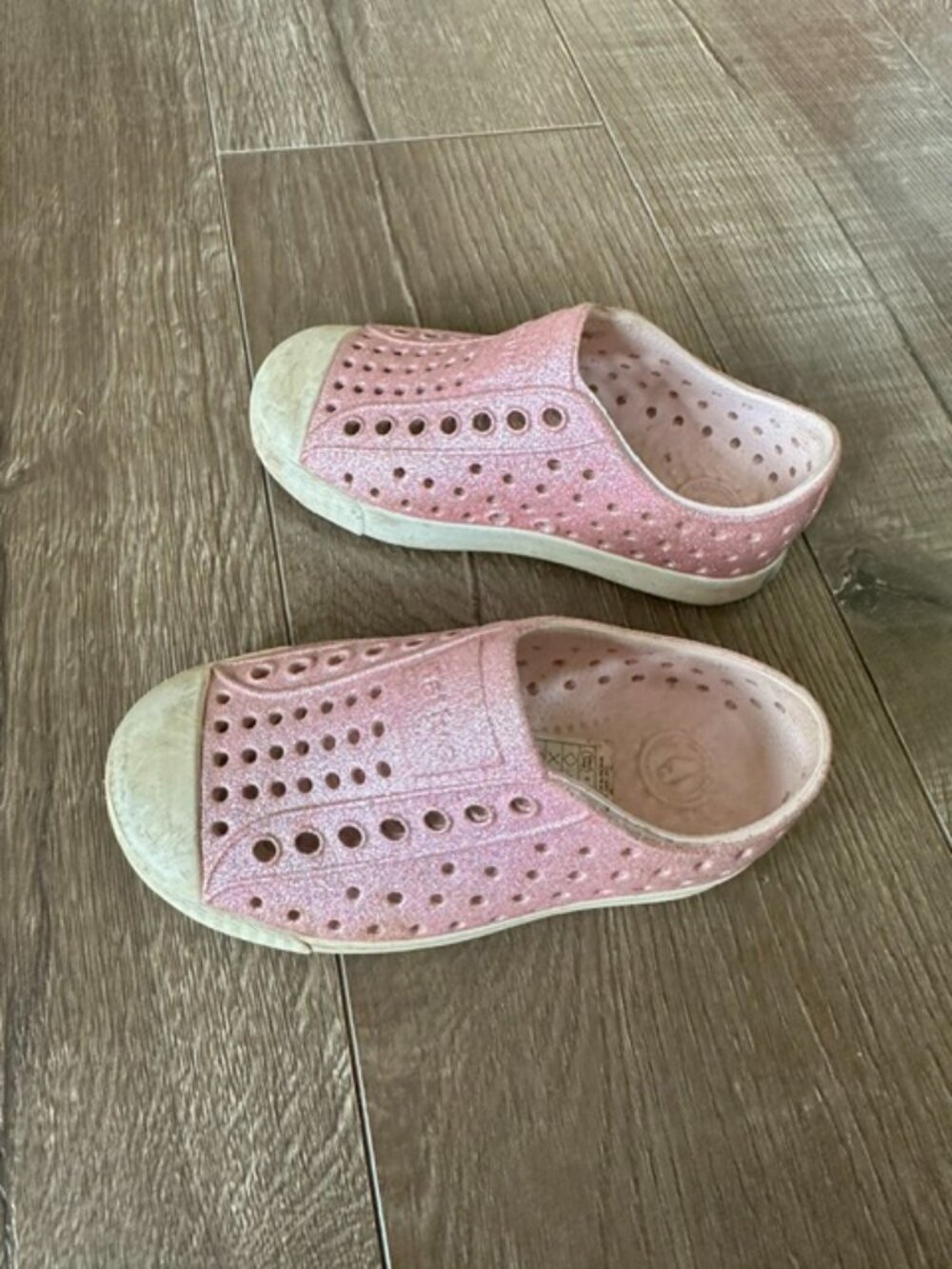 Sparkly pink native shoes size 8 T